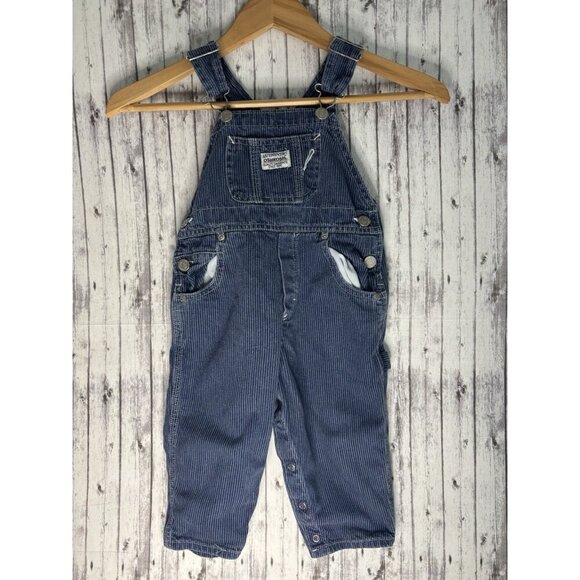 OshKosh B’gosh Other - Vintage OshKosh B’Gosh Overalls Railroad Size 2T Toddler Blue Stripes Denim